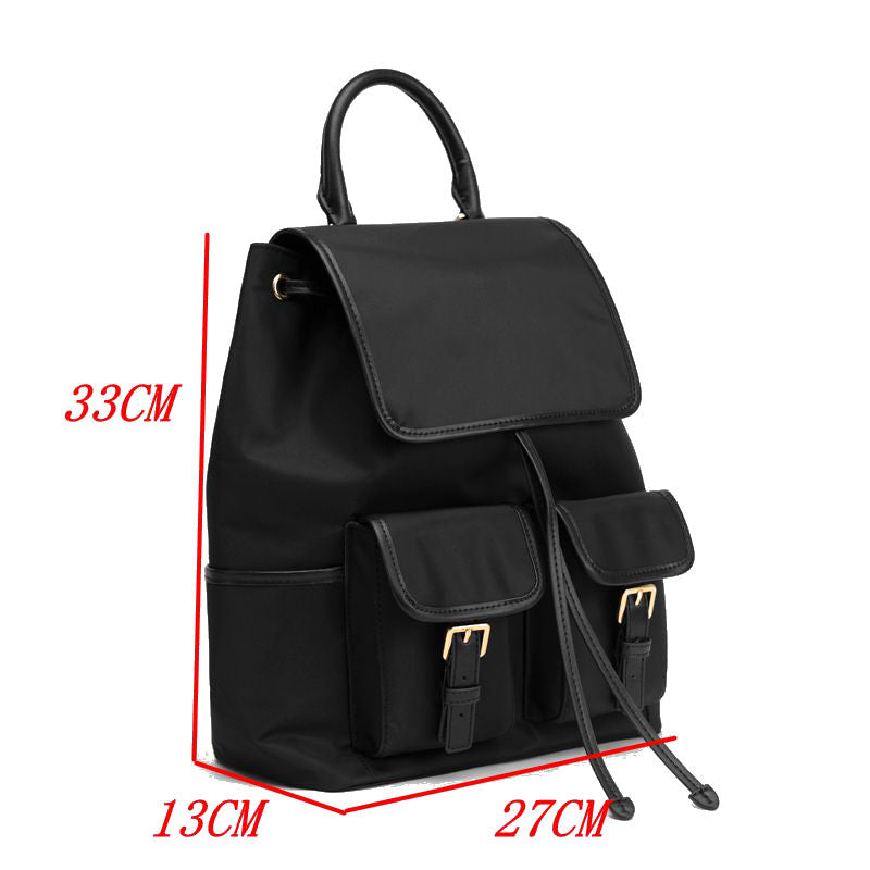 Nylon & Leather Trim Drawstring Backpack