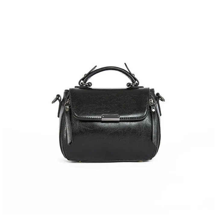 Sleek Black Mini Crossbody Bag with Detachable Strap