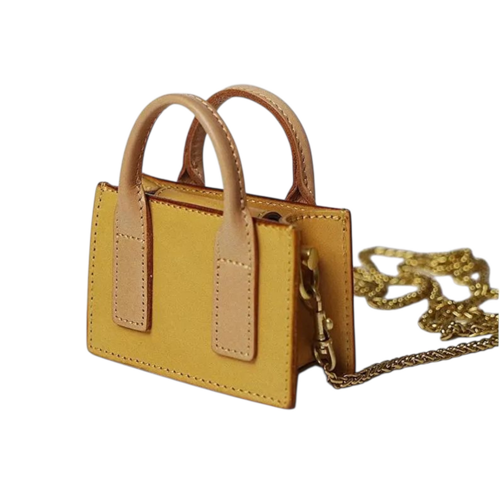 Mini Yellow Two-Tone Tote Crossbody Bag with Chain Strap
