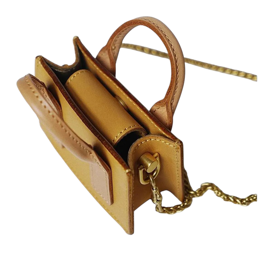 Mini Yellow Two-Tone Tote Crossbody Bag with Chain Strap
