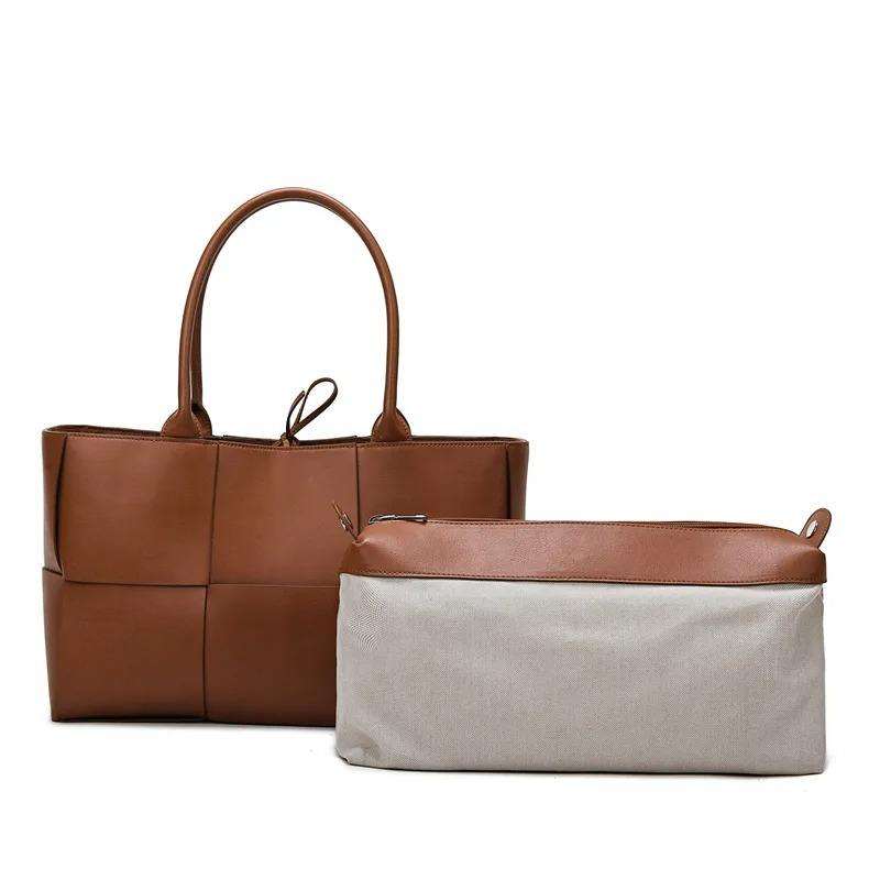 Woven Tote Bag with Removable Canvas Liner