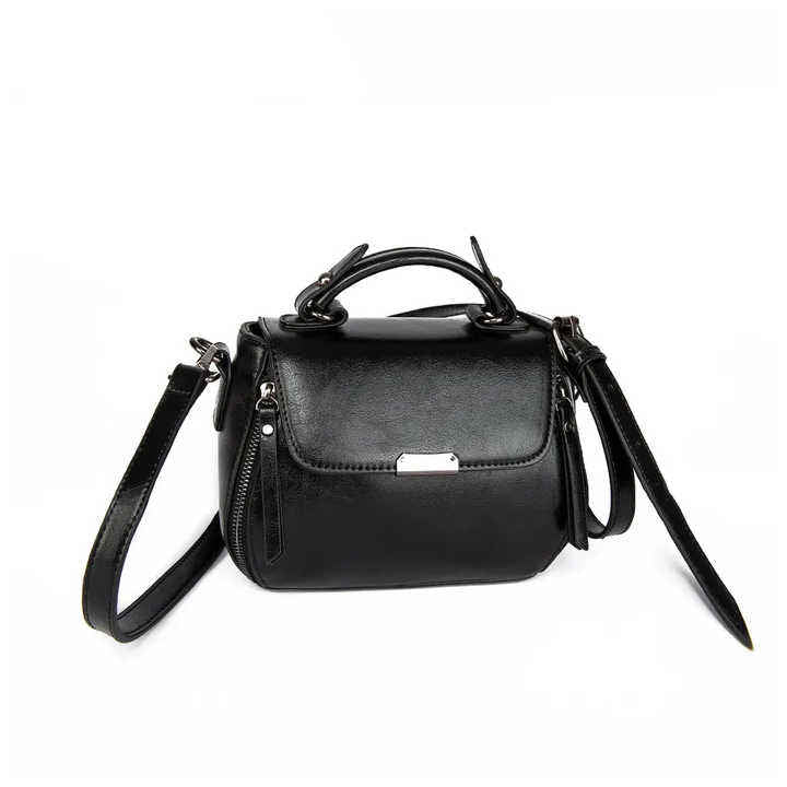 Sleek Black Mini Crossbody Bag with Detachable Strap