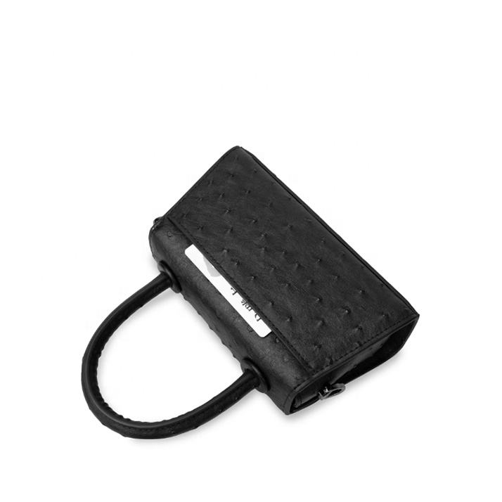 Ostrich-Print Mini Top-Handle Crossbody Bag