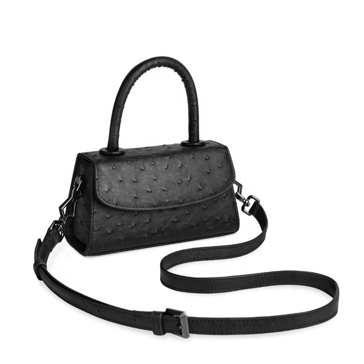 Ostrich-Print Mini Top-Handle Crossbody Bag