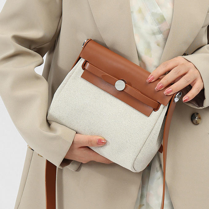 Canvas & Leather Trim Mini Crossbody Bag