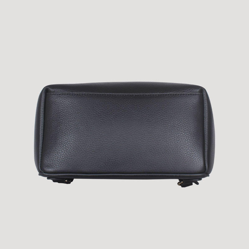 Minimalist Black Drawstring Leather Backpack