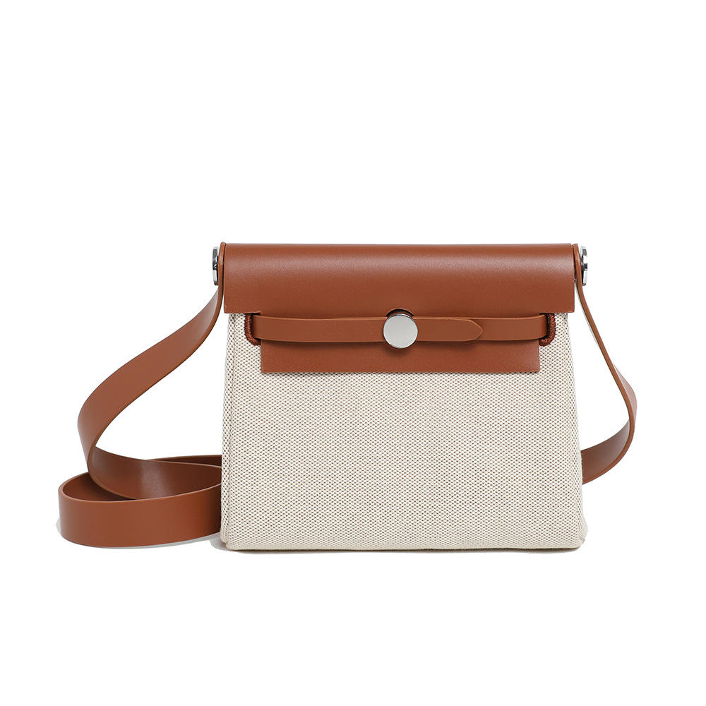 Canvas & Leather Trim Mini Crossbody Bag