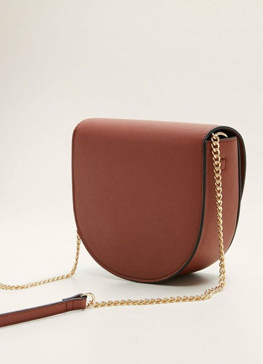 Mini Saddle Crossbody Bag with Pearl Clasp and Chain Strap