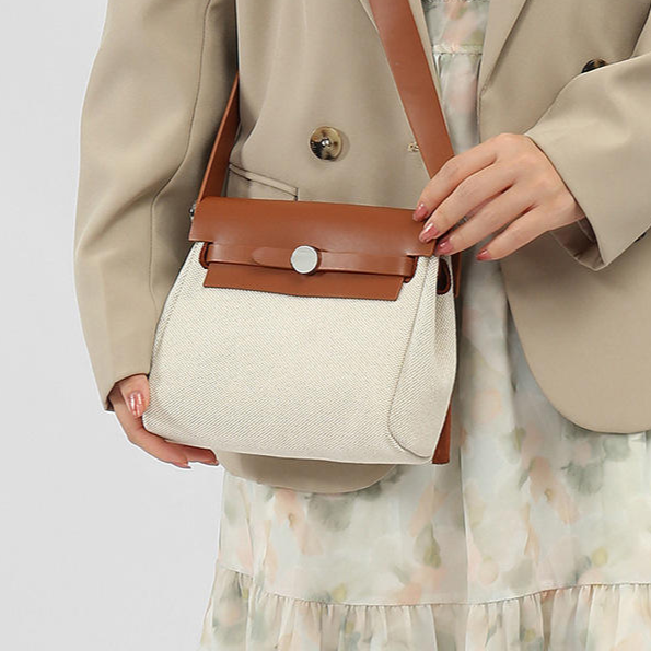 Canvas & Leather Trim Mini Crossbody Bag