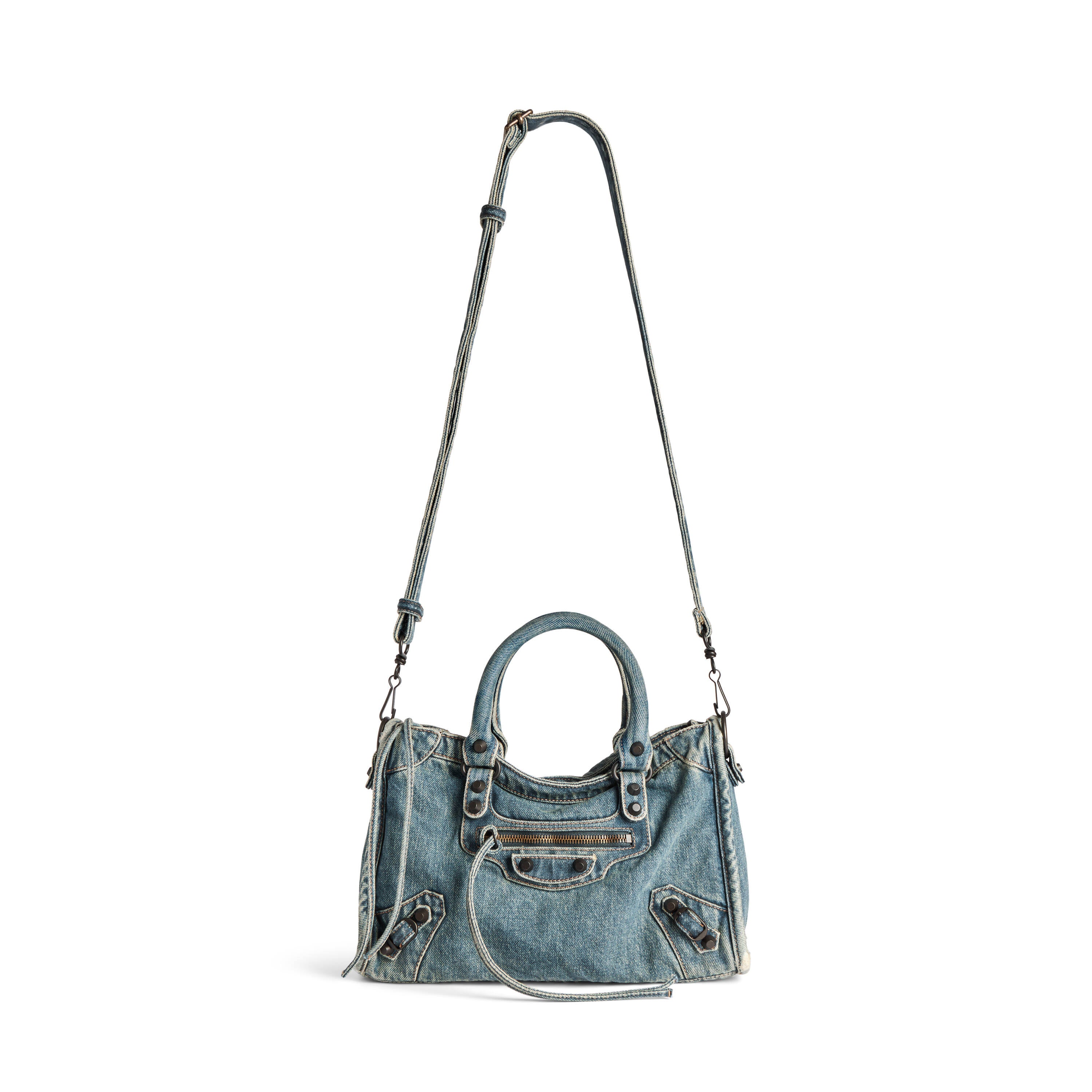 Vintage Washed Denim Multi-Way Handbag