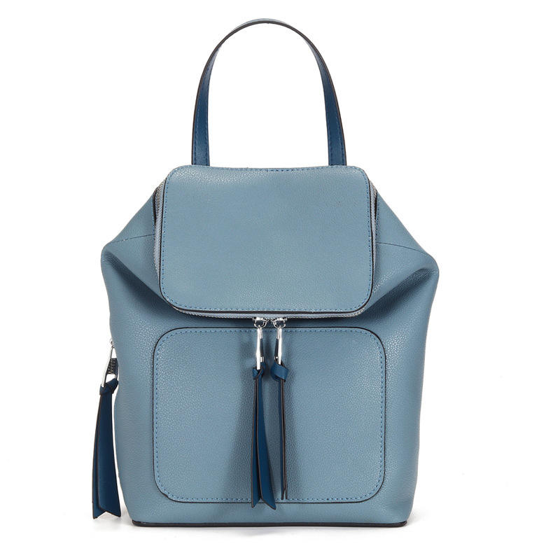 Light Blue Convertible Leather Backpack