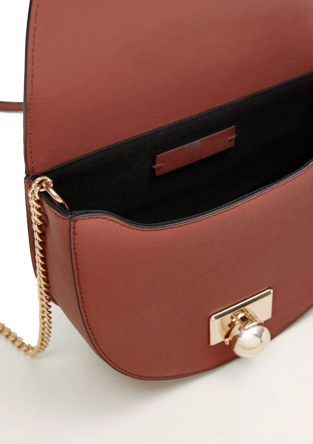Mini Saddle Crossbody Bag with Pearl Clasp and Chain Strap