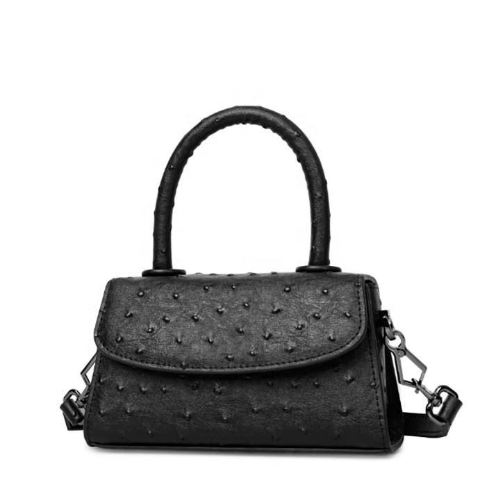 Ostrich-Print Mini Top-Handle Crossbody Bag