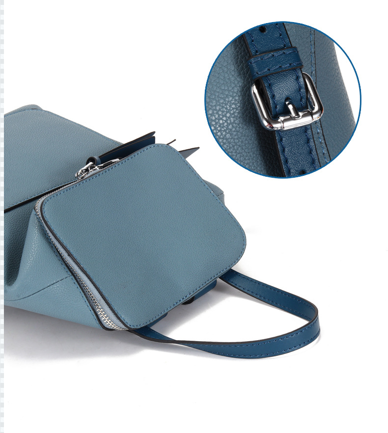 Light Blue Convertible Leather Backpack