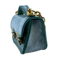 Mini Green Waxed Leather Cambridge Bag with Chain Strap