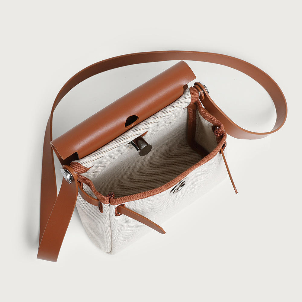 Canvas & Leather Trim Mini Crossbody Bag