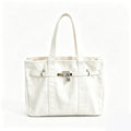 White Canvas Bag with Lock Detail